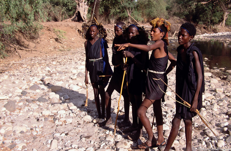 Young Maasai warriors in ceremonial dress